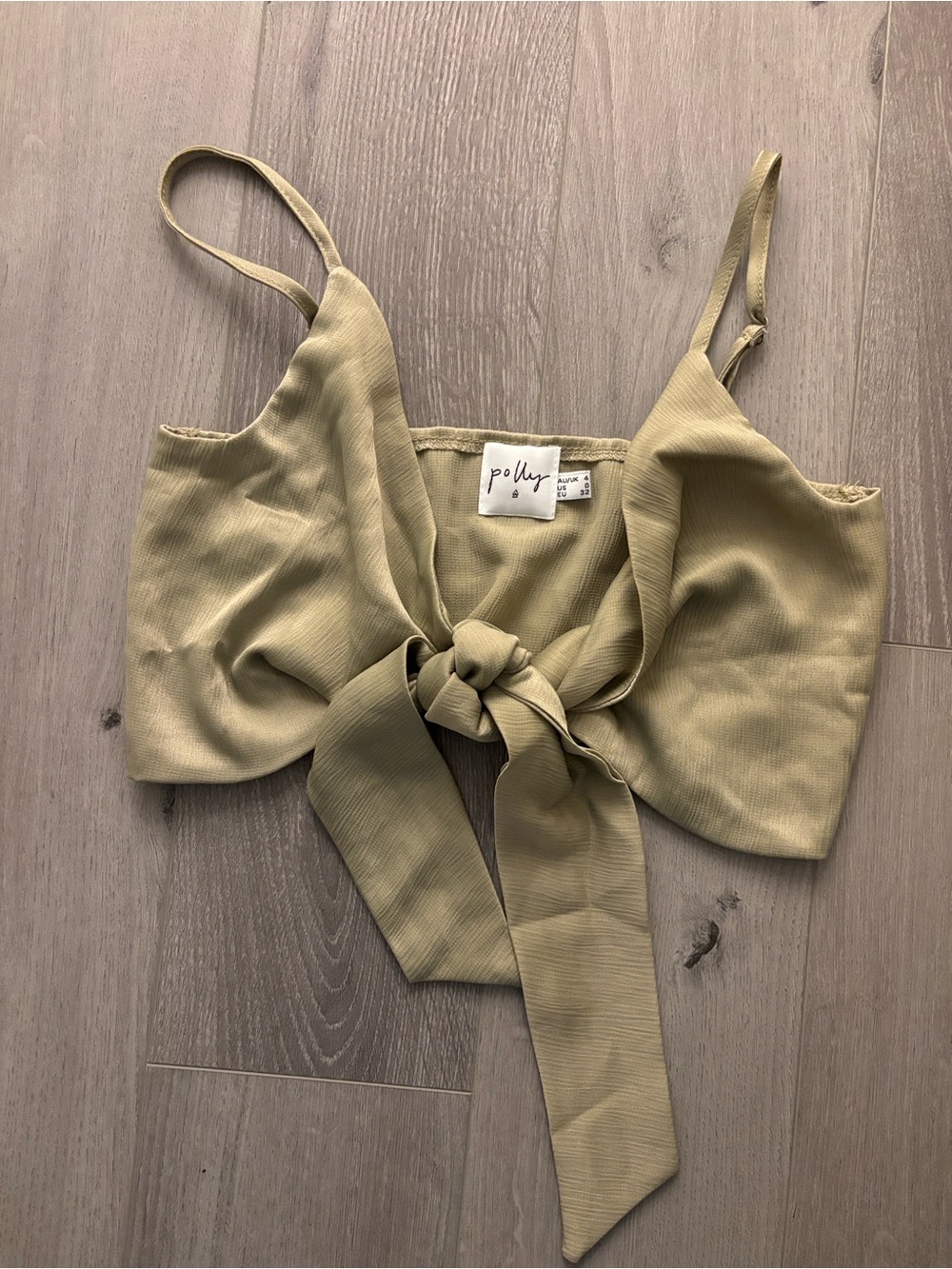 Oh Polly Sage Tie-Front Crop Top